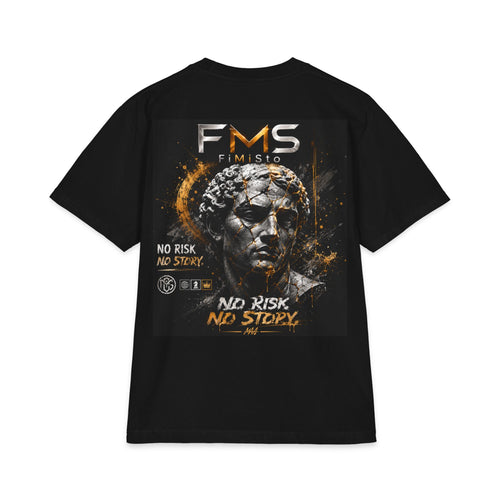 FMS 'No Risk No Story' Graphic Tee — Statue Bust Vintage Athletic T‑Shirt