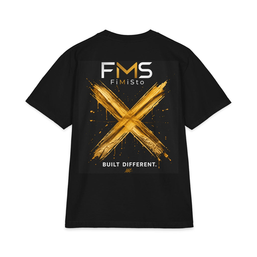FMS FiMiSto 'Built Different' T-Shirt — Gold X Logo Tee