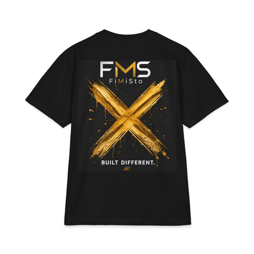 FMS FiMiSto 'Built Different' T-Shirt — Gold X Logo Tee